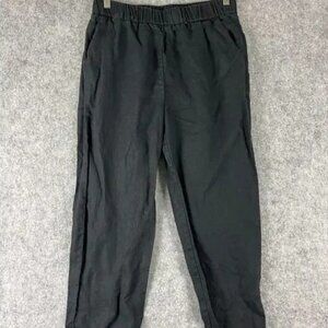 Quince European Linen Pants Womens Medium Black Pull On Coastal Lagenlook Beachy